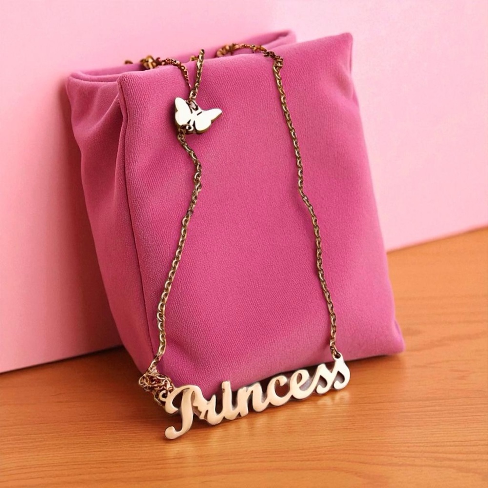 Rose Gold Titanium Stainless Steel Princess Necklace Custom Handcrafted - Picture 5 of 11